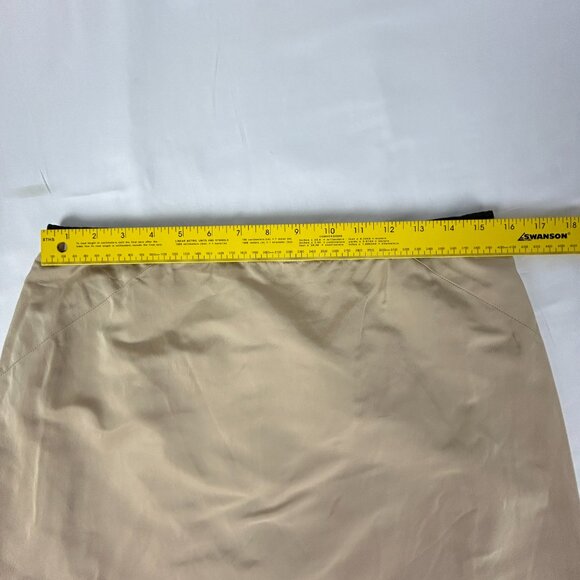 Lida Baday Skirt Womens 10 Tan Silk‎ Blend Pleated Lined Back Slit Officecore - Picture 9 of 15